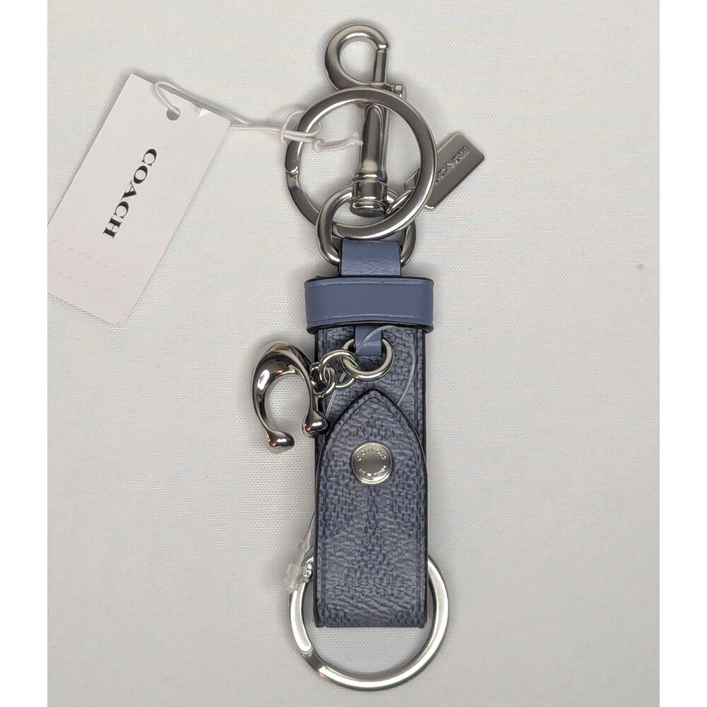 Coach Trigger Snap Bag Charm - Silver/Chambray, NWT - Picture 1 of 5